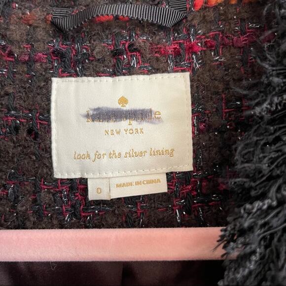 Kate Spade Multi Tweed Fringe Jacket NWOT - Picture 4 of 6